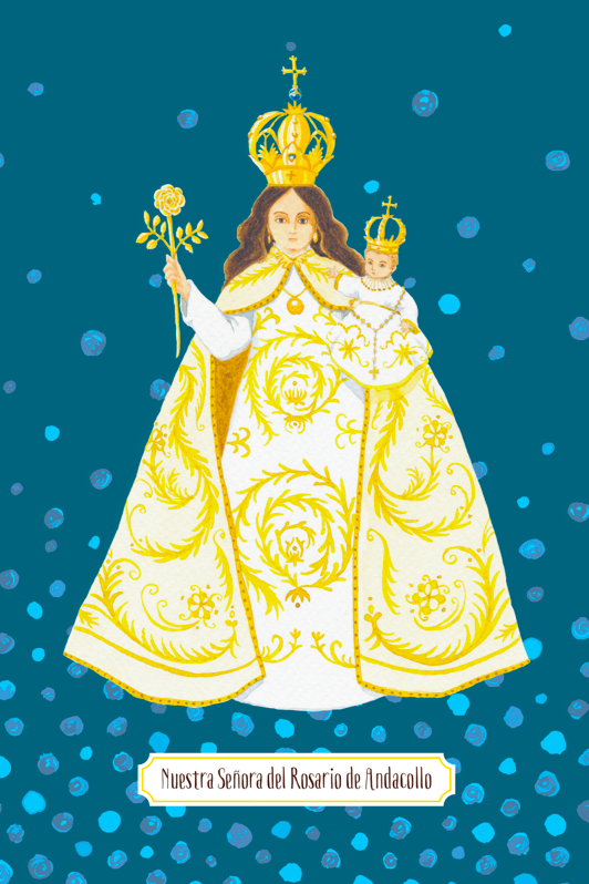 postal virgen andacollo ilustracion decoracion