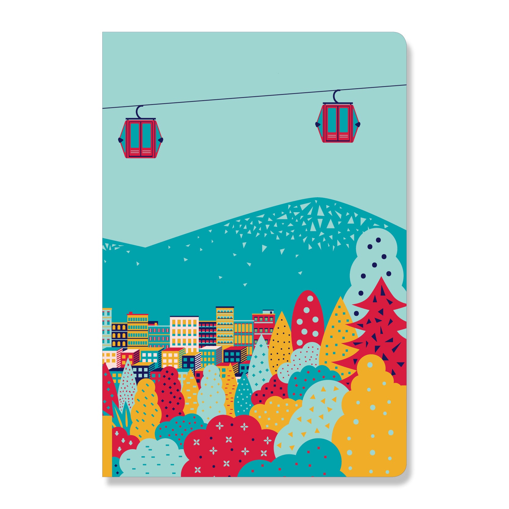 libreta cuaderno croquis escritorio papelería paseos urbanos teleférico Santiago colores ciudad cordillera