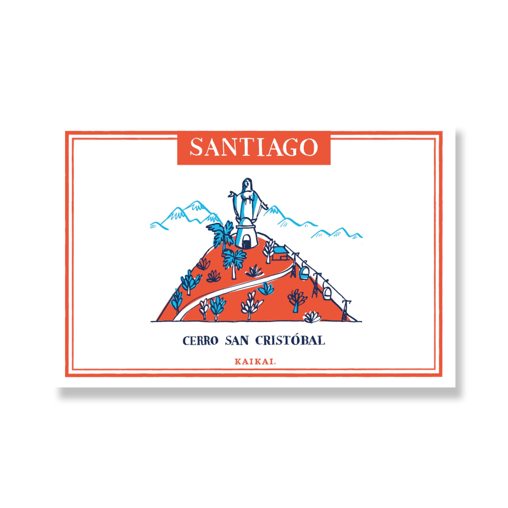 postal Santiago patrimonial hitos cultura cerro san Cristobal cerro santa lucia bellas artes palacio la moneda mercado central decoración ilustracion