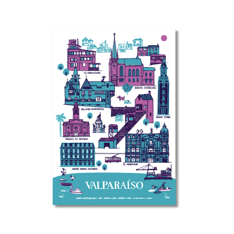 Valparaíso valpo patrimonial patrimonio afiche poster 30x40 regalo souvenir