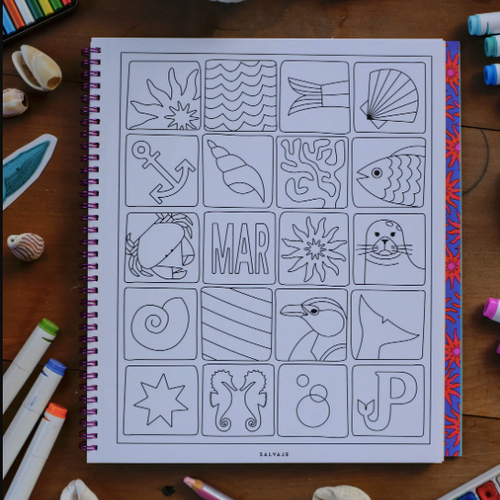 Pacífico libro coloreable infantil de flora y fauna chilena del oceano pacífico