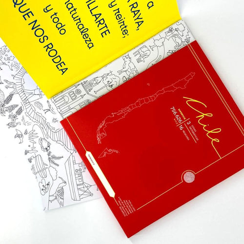 Bitácora Libro Ponle color a Chile PezGlobo carpeta de láminas para colorear con lugares turísticos de Chile