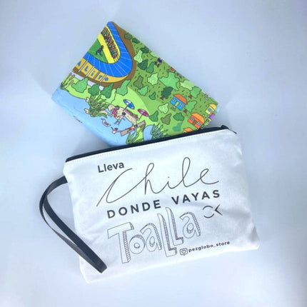 toalla chica de playa microfibra mapa de localidades chilenas e estuche  aprueba de agua