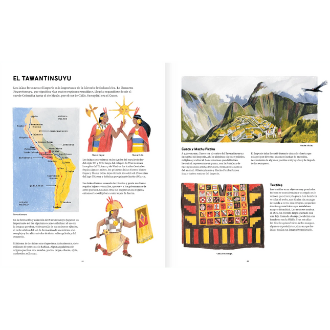 libro andino cordillera de los andes, cumbres, altiplano, culturas andinas, flora fauna y patrimonio, pueblos originarios, libro decorativo infantil y juvenil, ciudades fiestas oficios montaña sierra tawantinsuyu geografia geologia historia
