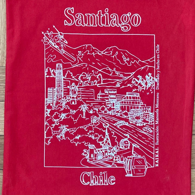 bolsa roja de tela santiago de Chile hitos urbanos 