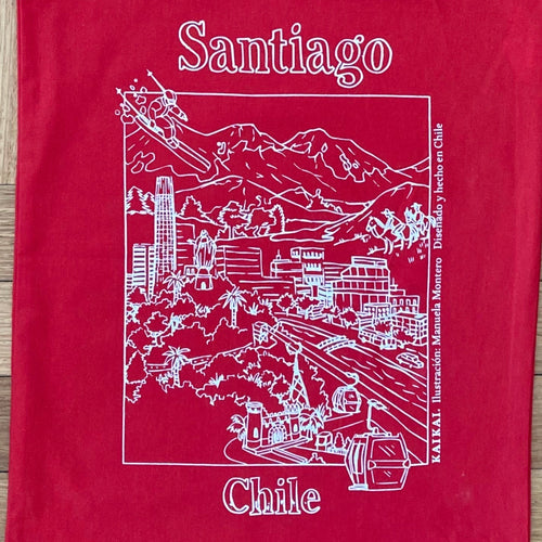 bolsa roja de tela santiago de Chile hitos urbanos 