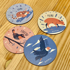 posavasos mdf madera posavaso decoracion regalo pudu güiña ballena condor animales chilenos animal fauna naturaleza