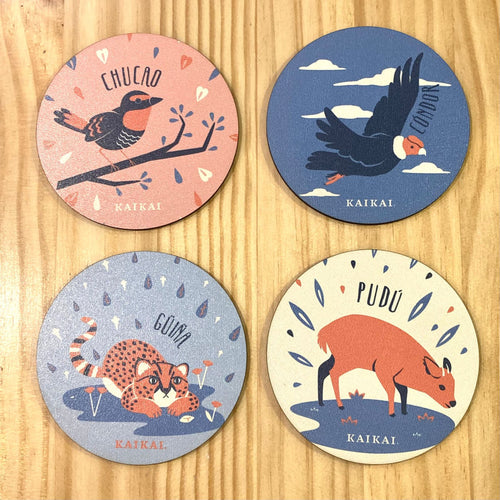 posavasos mdf madera posavaso decoracion regalo pudu güiña ballena condor animales chilenos animal fauna naturaleza