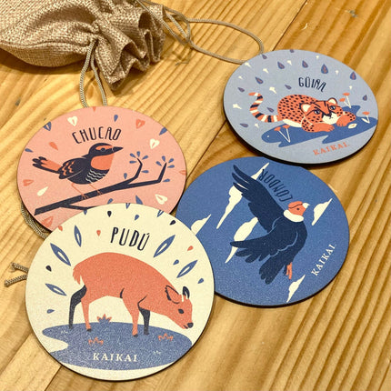 posavasos mdf madera posavaso decoracion regalo pudu güiña ballena condor animales chilenos animal fauna naturaleza