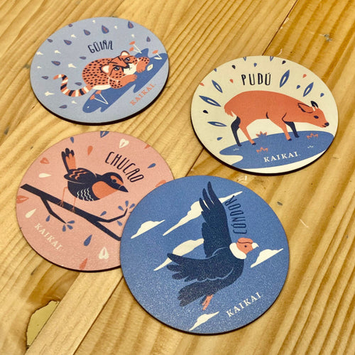 posavasos mdf madera posavaso decoracion regalo pudu güiña ballena condor animales chilenos animal fauna naturaleza