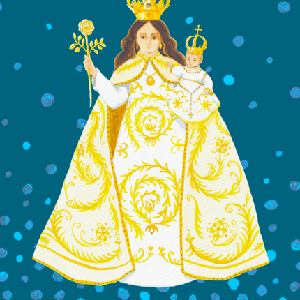 postal virgen andacollo ilustracion decoracion