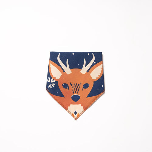 babero tela reversible huemul fauna niño bebe