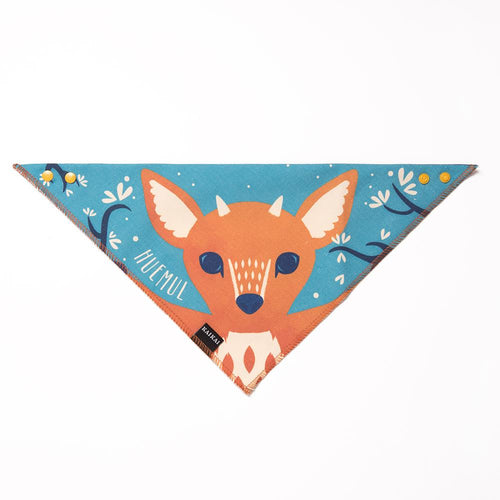 babero tela reversible huemul fauna niño bebe 