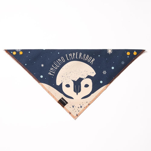 babero tela reversible pingüino emperador fauna niño bebe