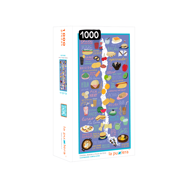 puzzle de mil piezas mapa comida, bebida, frases, dichos, gastronomía, frutos ilustrada, para regalo o souvenir