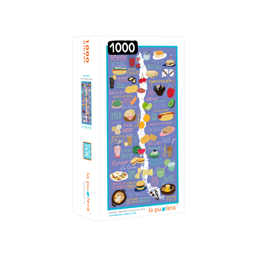 puzzle de mil piezas mapa comida, bebida, frases, dichos, gastronomía, frutos ilustrada, para regalo o souvenir