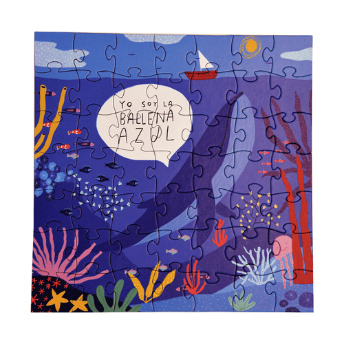 puzzle infantil rompecabezas de fauna chilena, 49 piezas, ballena azul, para regalo o decoración