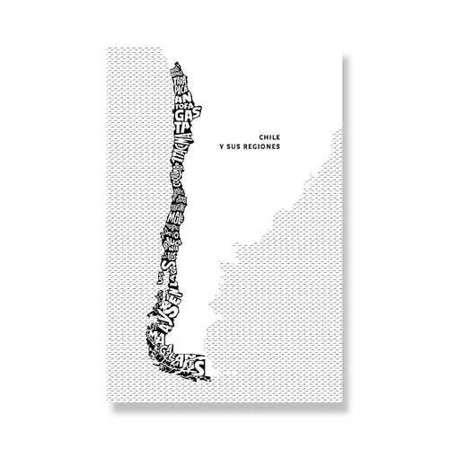 Postal Chile y sus regiones tipográfico
