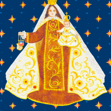postal virgen tirana ilustrada decoracion
